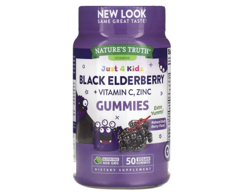 Nature's Truth, Just 4 Kids, Black Elderberry + Vitamin C, Zinc, Natural Berry Berry, 50 Vegan Gummies Nature's Truth, Just 4 Kids, Black Elderberry + Vitamin C, Zinc, Natural Berry Berry, 50 Vegan Gummies