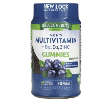 Nature's Truth, Men's Multivitamin + B-12, D3, Zinc, Natural Blueberry, 70 Vegetarian Gummies