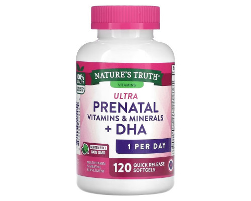 Nature's Truth, Ultra Prenatal Vitamins & Minerals + DHA, 120 Quick Release Softgels Nature's Truth, Ultra Prenatal Vitamins & Minerals + DHA, 120 Quick Release Softgels