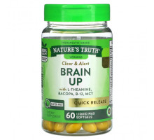 Улучшение памяти и работы мозга Brain Up, With L-Theanine, Bacopa, B-12, MCT, 60 Liquid Max Softgels