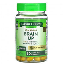Улучшение памяти и работы мозга Brain Up, With L-Theanine, Bacopa, B-12, MCT, 60 Liquid Max Softgels