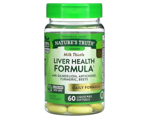 Nature's Truth, Gold Series Liver Health Formula, With Dandelion, Artichoke, Turmeric, Beets, 60 Liquid Max Softgels Nature's Truth, Gold Series Liver Health Formula, With Dandelion, Artichoke, Turmeric, Beets, 60 Liquid Max Softgels