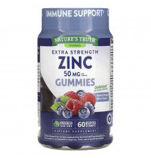 Nature's Truth, Extra Strength Zinc, Natural Mixed Berry, 50 mg, 60 Vegan Gummies
