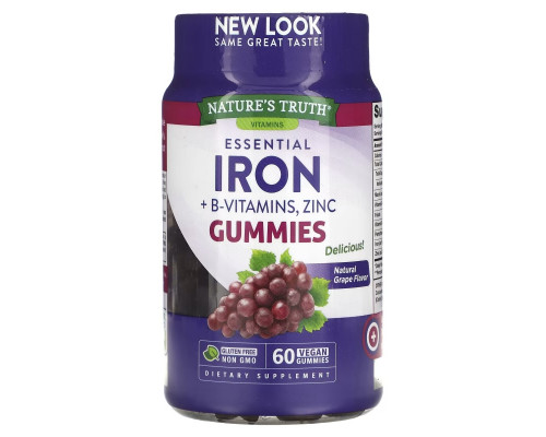 Nature's Truth, Essential Iron + B-Vitamins, Zinc, Natural Grape, 60 Vegan Gummies Nature's Truth, Essential Iron + B-Vitamins, Zinc, Natural Grape, 60 Vegan Gummies