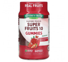 Фрукты и ягоды Super Fruits 10 Gummies, Natural Pomegranate Berry, 60 Vegan Gummies