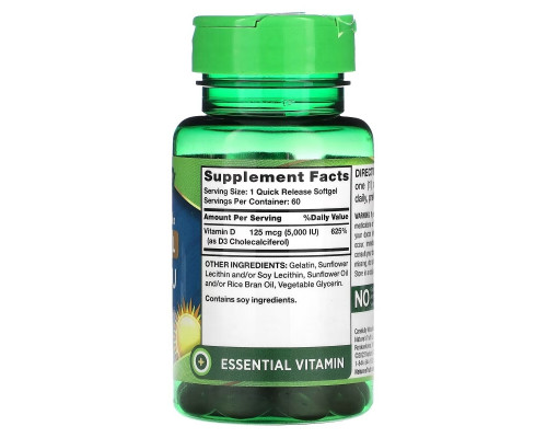 Nature's Truth, Liposomal D3, Advanced Formula, 125 mcg (5,000 IU), 60 Quick Release Softgels Nature's Truth, Liposomal D3, Advanced Formula, 125 mcg (5,000 IU), 60 Quick Release Softgels