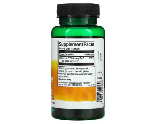 Swanson, Beta Carotene, 25,000 IU (7,500 mcg RAE), 300 Softgels Swanson, Beta Carotene, 25,000 IU (7,500 mcg RAE), 300 Softgels