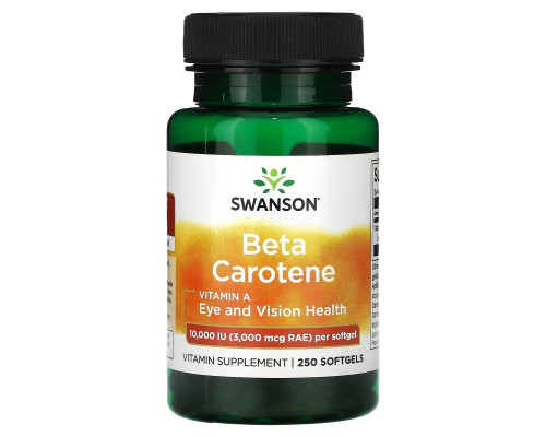Swanson, Beta Carotene, 10,000 IU (3,000 mcg RAE), 250 Softgels Swanson, Beta Carotene, 10,000 IU (3,000 mcg RAE), 250 Softgels