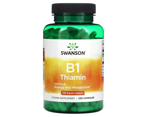 Swanson, B1, Thiamin, 100 mg, 250 Capsules Swanson, B1, Thiamin, 100 mg, 250 Capsules