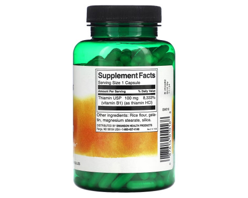 Swanson, B1, Thiamin, 100 mg, 250 Capsules Swanson, B1, Thiamin, 100 mg, 250 Capsules