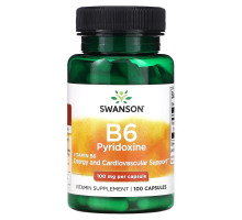 Swanson, B6 Pyridoxine, 100 mg, 100 Capsules
