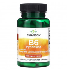 Swanson, B6 Pyridoxine, 100 mg, 100 Capsules