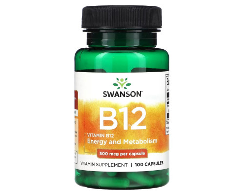 Swanson, Vitamin B12, 500 mg, 100 Capsules Swanson, Vitamin B12, 500 mg, 100 Capsules