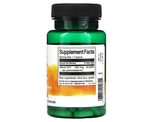 Swanson, Vitamin B12, 500 mg, 100 Capsules Swanson, Vitamin B12, 500 mg, 100 Capsules