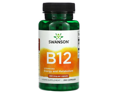 Swanson, Vitamin B12, 500 mcg, 260 Capsules Swanson, Vitamin B12, 500 mcg, 260 Capsules