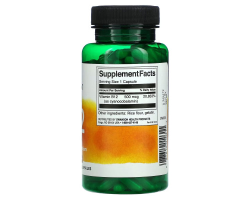 Swanson, Vitamin B12, 500 mcg, 260 Capsules Swanson, Vitamin B12, 500 mcg, 260 Capsules