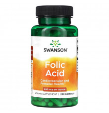 Swanson, Folic Acid, 800 mcg, 250 Capsules