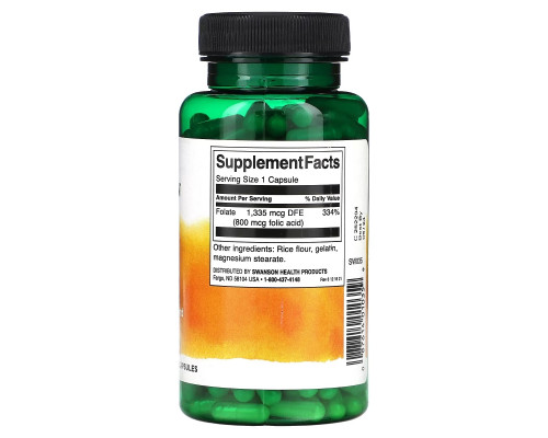 Swanson, Folic Acid, 800 mcg, 250 Capsules Swanson, Folic Acid, 800 mcg, 250 Capsules