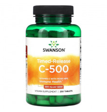 Витамин C Swanson, C-500 с замедленным высвобождением, 500 мг, 250 таблеток