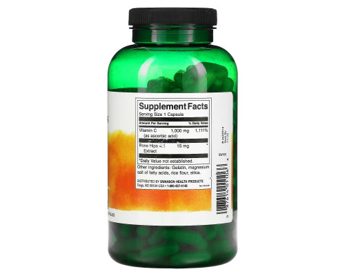Swanson, Vitamin C with Rose Hips, 1,000 mg, 250 Capsules Swanson, Vitamin C with Rose Hips, 1,000 mg, 250 Capsules