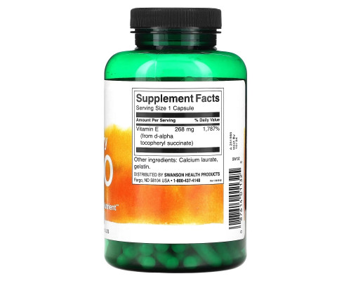 Swanson, Natural Dry E-400, 268 mg (400 IU), 250 Capsules Swanson, Natural Dry E-400, 268 mg (400 IU), 250 Capsules