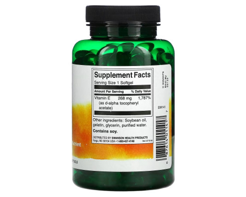 Swanson, Vitamin E, 400 IU, 250 Softgels Swanson, Vitamin E, 400 IU, 250 Softgels