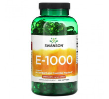 Витамин Е Swanson, E - 1000, 1000 МЕ (671,1 мг), 250 мягких таблеток