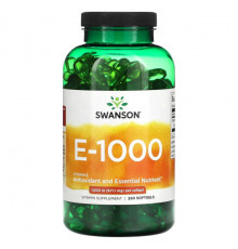 Витамин Е Swanson, E - 1000, 1000 МЕ (671,1 мг), 250 мягких таблеток
