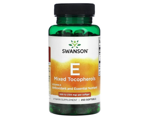Swanson, Vitamin E Mixed Tocopherols, 1,200 IU (34 mg), 250 Softgels Swanson, Vitamin E Mixed Tocopherols, 1,200 IU (34 mg), 250 Softgels