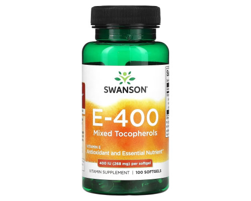 Swanson, E-400, Mixed Tocopherols, 400 IU (268 mg), 100 Softgels Swanson, E-400, Mixed Tocopherols, 400 IU (268 mg), 100 Softgels
