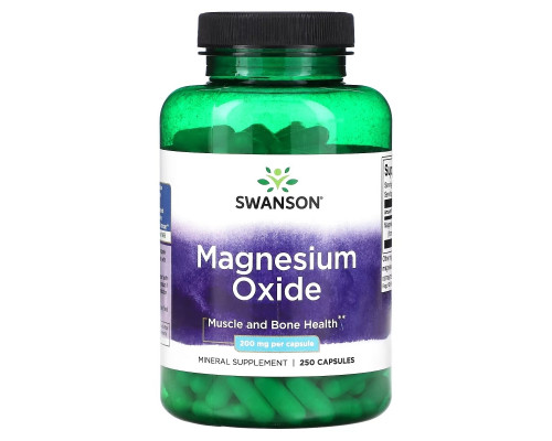 Swanson, Magnesium Oxide, 200 mg, 250 Capsules Swanson, Magnesium Oxide, 200 mg, 250 Capsules