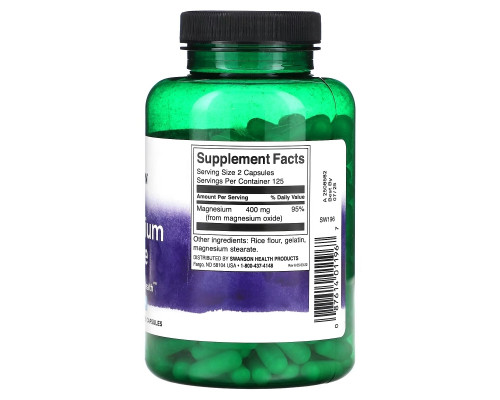 Swanson, Magnesium Oxide, 200 mg, 250 Capsules Swanson, Magnesium Oxide, 200 mg, 250 Capsules