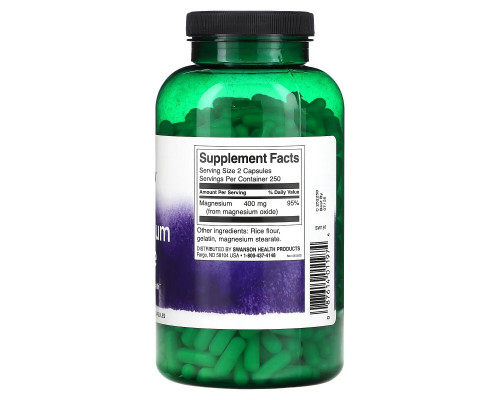 Swanson, Magnesium Oxide, 200 mg, 500 Capsules Swanson, Magnesium Oxide, 200 mg, 500 Capsules
