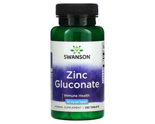 Swanson, Zinc Gluconate, 30 mg, 250 Tablets Swanson, Zinc Gluconate, 30 mg, 250 Tablets