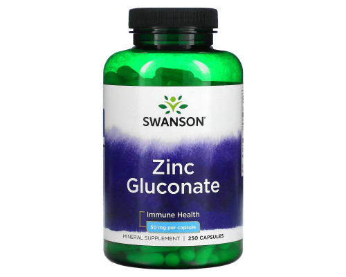 Swanson, Zinc Gluconate, 50 mg, 250 Capsules Swanson, Zinc Gluconate, 50 mg, 250 Capsules
