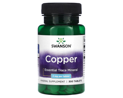 Swanson, Copper, 2 mg, 300 Tablets Swanson, Copper, 2 mg, 300 Tablets