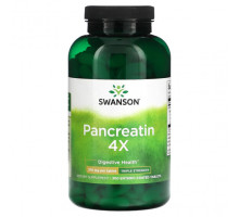 Для пищеварительной системы Swanson, Pancreatin 4X, тройная сила действия, 375 мг, 300 таблеток с кишечнорастворимой оболочкой