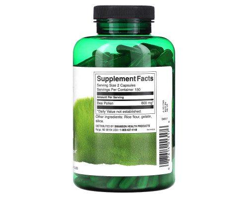 Swanson, Bee Pollen, 400 mg, 300 Capsules Swanson, Bee Pollen, 400 mg, 300 Capsules