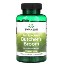 Для вен и ухода за ногами Swanson, Butcher's Broom, полный спектр, 470 мг, 100 капсул