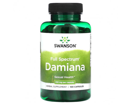 Женское здоровье Swanson, Full Spectrum Damiana, 510 мг, 100 капсул Женское здоровье Swanson, Full Spectrum Damiana, 510 мг, 100 капсул