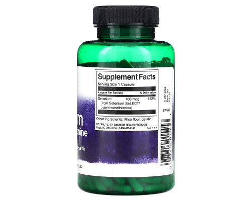 Swanson, Selenium, L-Selenomethionine, 100 mcg, 300 Capsules Swanson, Selenium, L-Selenomethionine, 100 mcg, 300 Capsules