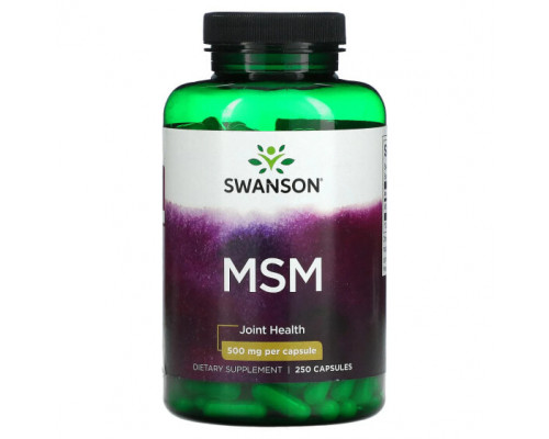 Для мышц и суставов Swanson, МСМ, для здоровья суставов, 250 мг, 250 капсул Для мышц и суставов Swanson, МСМ, для здоровья суставов, 250 мг, 250 капсул