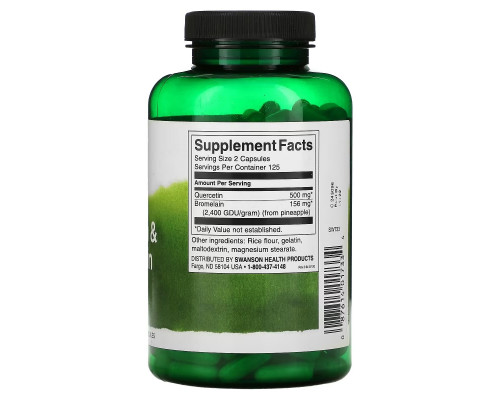 Swanson, Quercetin & Bromelain, Respiratory Health, 250 Capsules Swanson, Quercetin & Bromelain, Respiratory Health, 250 Capsules
