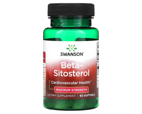 Растительные экстракты и настойки Swanson, Бета-ситостерол, максимальная эффективность, 60 мягких таблеток Растительные экстракты и настойки Swanson, Бета-ситостерол, максимальная эффективность, 60 мягких таблеток