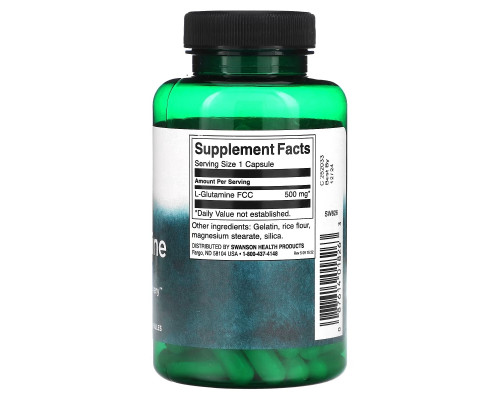 Swanson, L-Glutamine , 500 mg , 100 Capsules Swanson, L-Glutamine , 500 mg , 100 Capsules