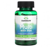 Витаминно-минеральные комплексы Swanson, Мультивитамины с железом, 90 капсул