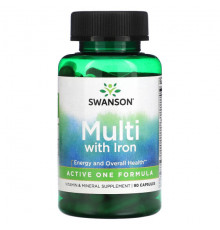 Витаминно-минеральные комплексы Swanson, Мультивитамины с железом, 90 капсул