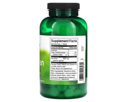 Swanson, Oat Bran, 850 mg, 250 Chewable Tablets Swanson, Oat Bran, 850 mg, 250 Chewable Tablets