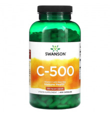 Витамин C Swanson, C-500, витамин C с шиповником, 500 мг, 400 капсул