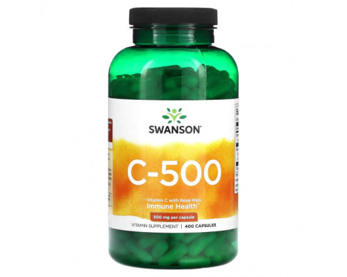 Витамин C Swanson, C-500, витамин C с шиповником, 500 мг, 400 капсул Витамин C Swanson, C-500, витамин C с шиповником, 500 мг, 400 капсул